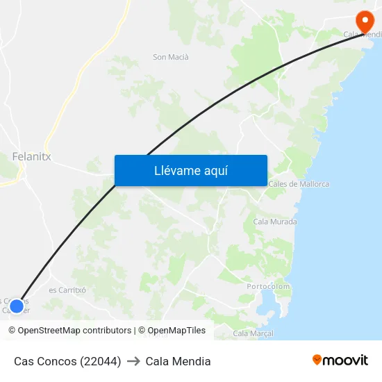 Cas Concos (22044) to Cala Mendia map