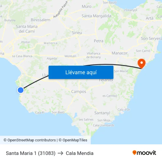 Santa Maria 1 (31083) to Cala Mendia map