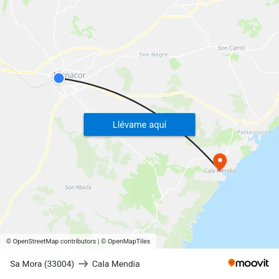 Sa Mora (33004) to Cala Mendia map