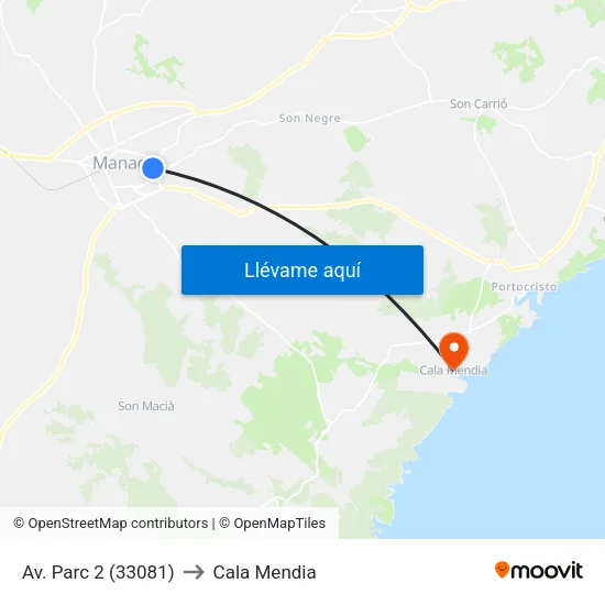 Av. Parc 2 (33081) to Cala Mendia map