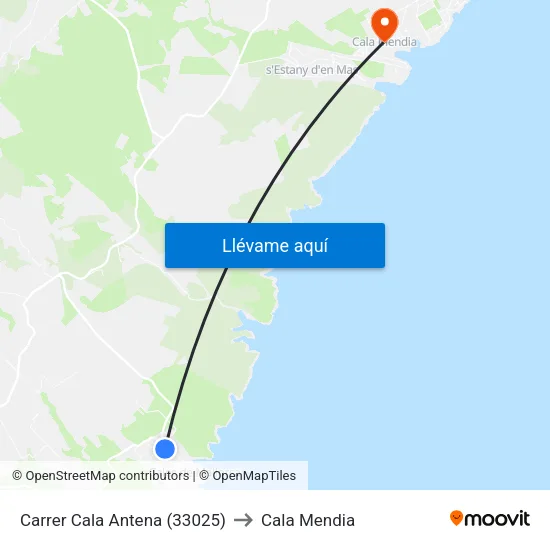 Carrer Cala Antena (33025) to Cala Mendia map