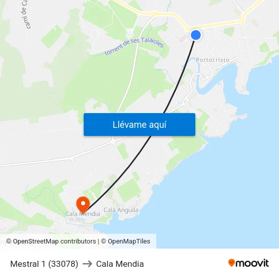 Mestral 1 (33078) to Cala Mendia map