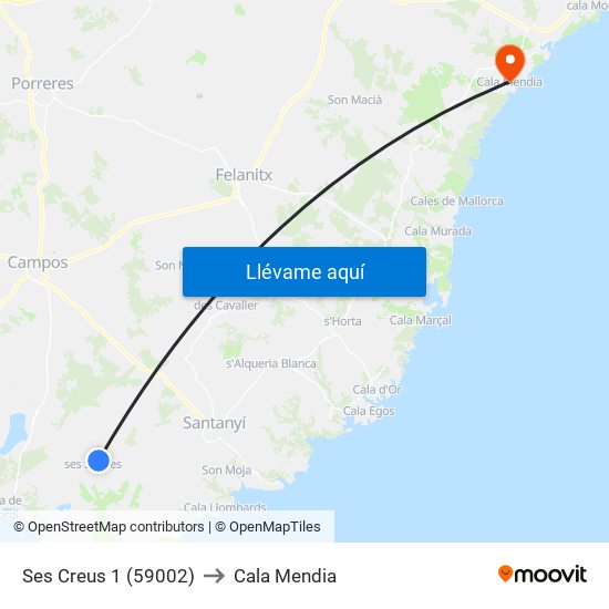 Ses Creus 1 (59002) to Cala Mendia map