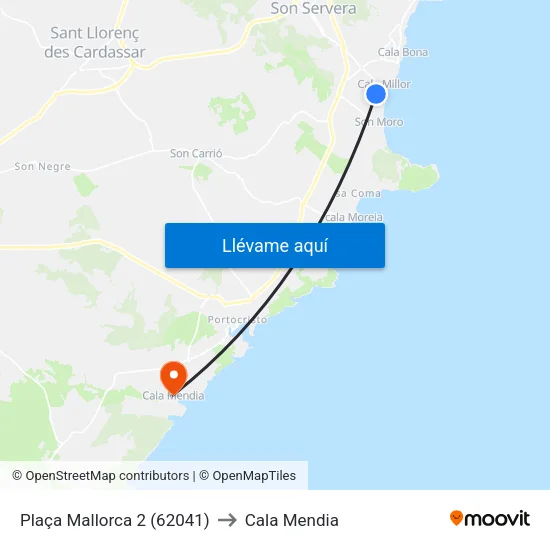 Plaça Mallorca 2 (62041) to Cala Mendia map