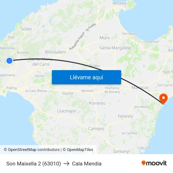 Son Maixella 2 (63010) to Cala Mendia map