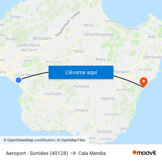 Aeroport - Sortides (40128) to Cala Mendia map