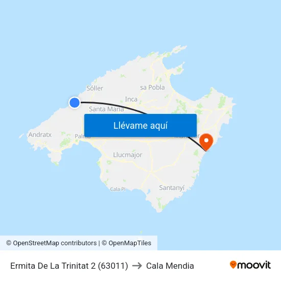 Ermita De La Trinitat 2 (63011) to Cala Mendia map