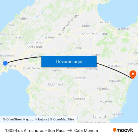 1308-Los Almendros - Son Pacs to Cala Mendia map