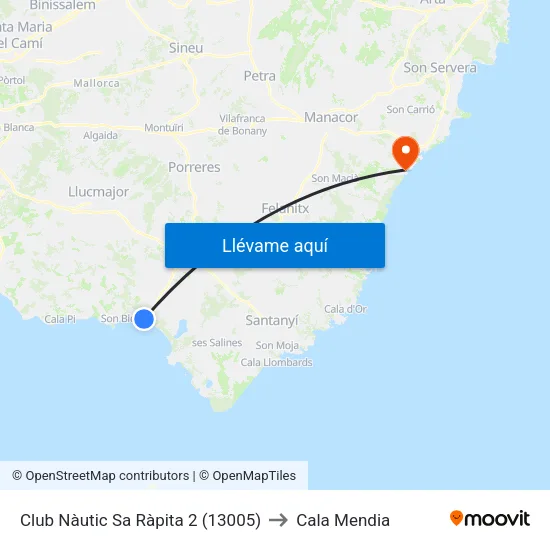 Club Nàutic Sa Ràpita 2 (13005) to Cala Mendia map
