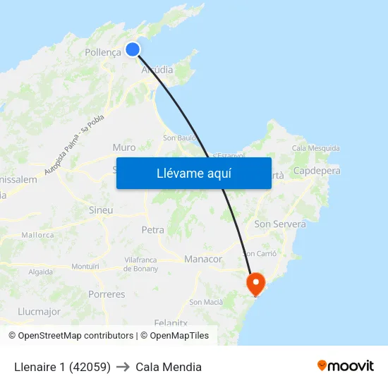 Llenaire 1 (42059) to Cala Mendia map