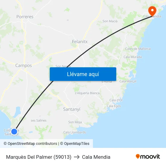 Marquès Del Palmer (59013) to Cala Mendia map
