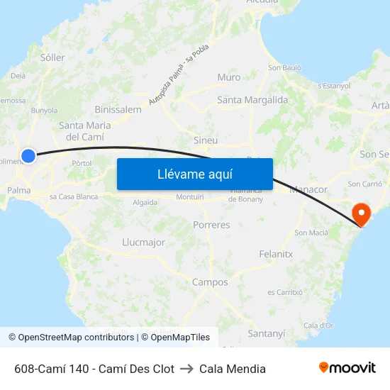 608-Camí 140 - Camí Des Clot to Cala Mendia map