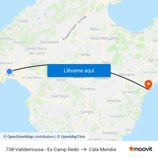 738-Valldemossa - Es Camp Redó to Cala Mendia map