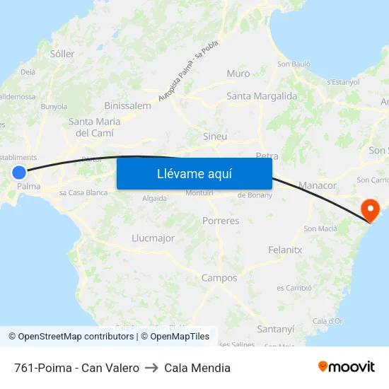 761-Poima - Can Valero to Cala Mendia map