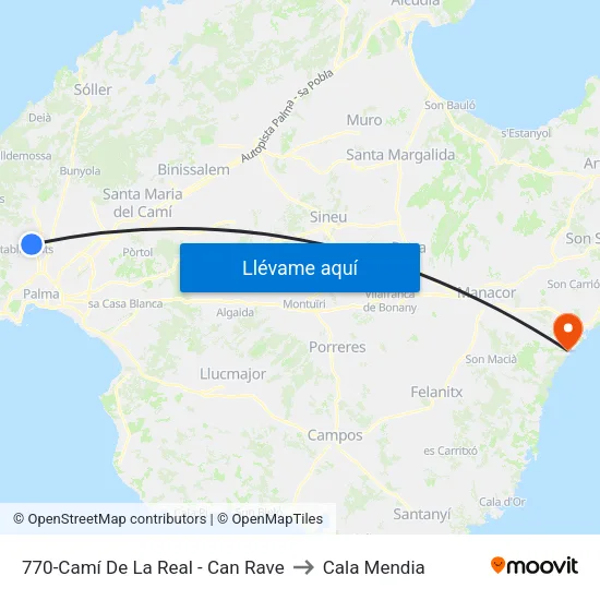 770-Camí De La Real - Can Rave to Cala Mendia map