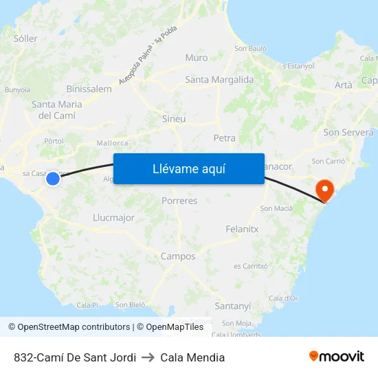 832-Camí De Sant Jordi to Cala Mendia map