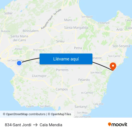 834-Sant Jordi to Cala Mendia map