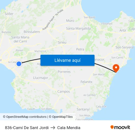 836-Camí De Sant Jordi to Cala Mendia map