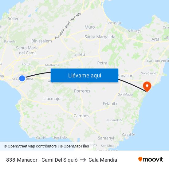 838-Manacor - Camí Del Siquió to Cala Mendia map