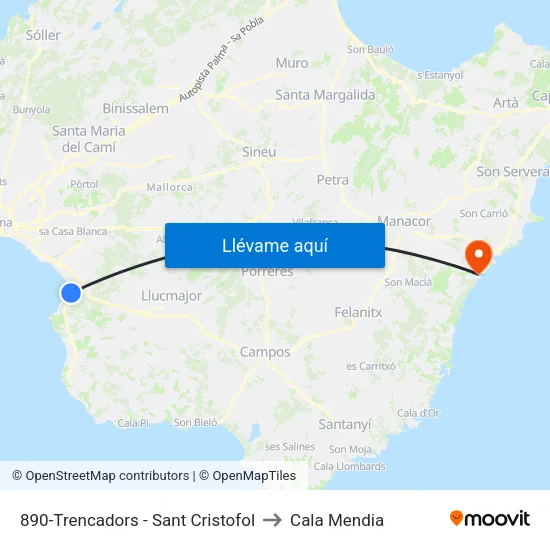 890-Trencadors - Sant Cristofol to Cala Mendia map