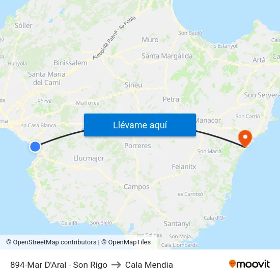 894-Mar D'Aral - Son Rigo to Cala Mendia map