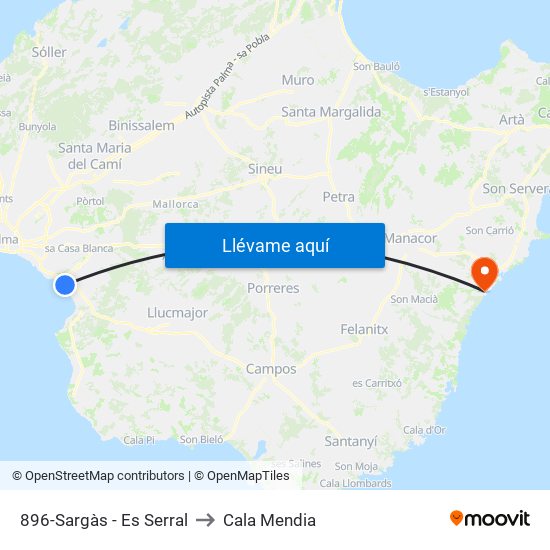896-Sargàs - Es Serral to Cala Mendia map