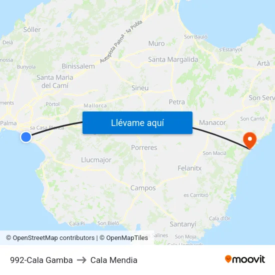992-Cala Gamba to Cala Mendia map