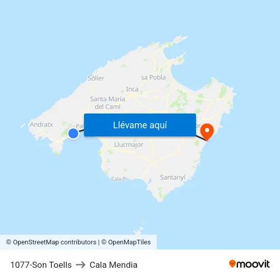1077-Son Toells to Cala Mendia map