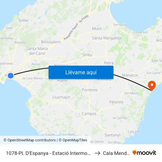 1078-Pl. D'Espanya - Estació Intermodal to Cala Mendia map