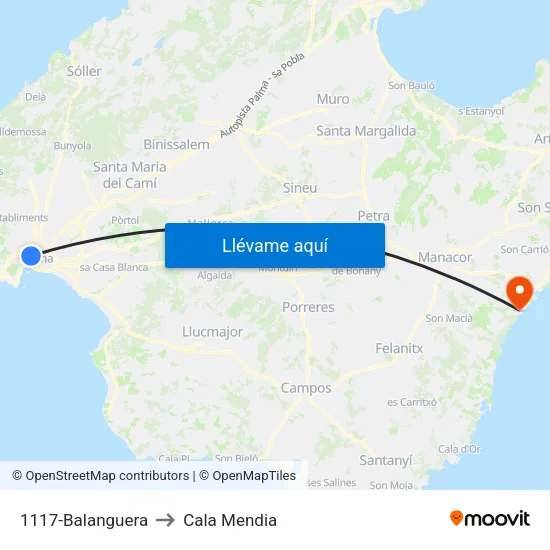 1117-Balanguera to Cala Mendia map