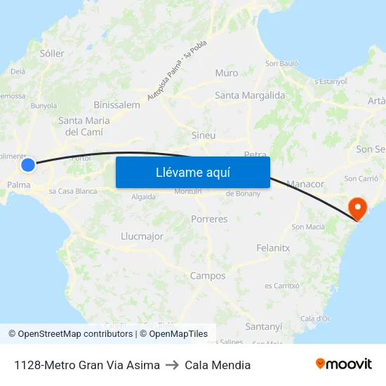 1128-Metro Gran Via Asima to Cala Mendia map