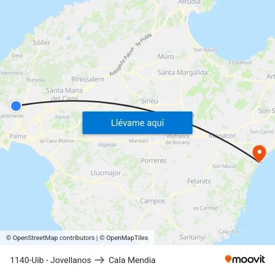 1140-Uib - Jovellanos to Cala Mendia map