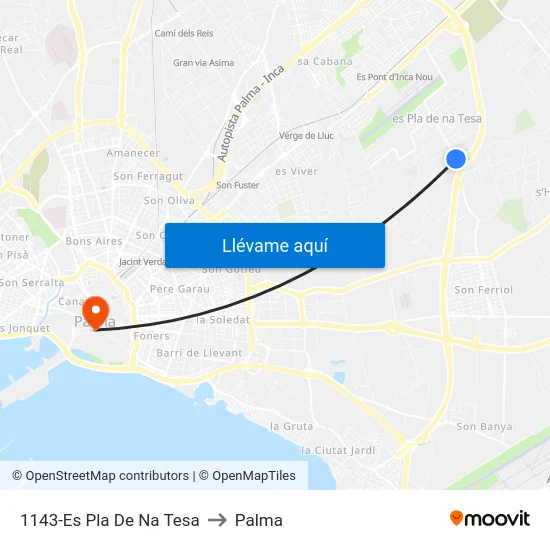 1143-Es Pla De Na Tesa to Palma map