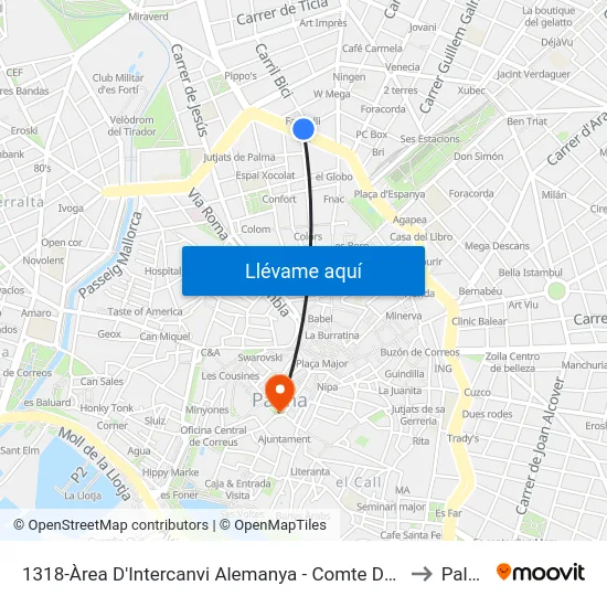 1318-Àrea D'Intercanvi Alemanya - Comte De Sallent to Palma map