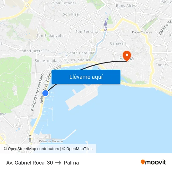 Av. Gabriel Roca, 30 to Palma map