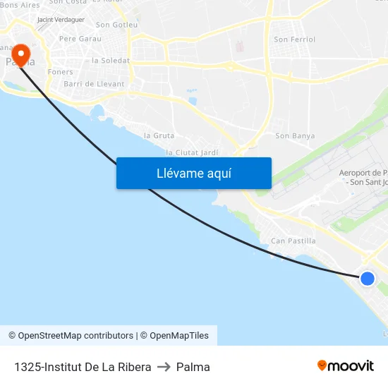 1325-Institut De La Ribera to Palma map