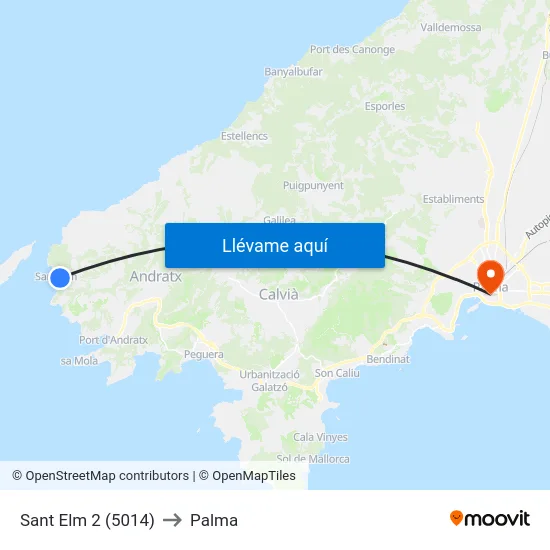 Sant Elm 2 (5014) to Palma map