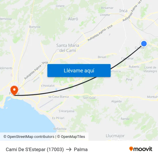 Camí De S'Estepar (17003) to Palma map
