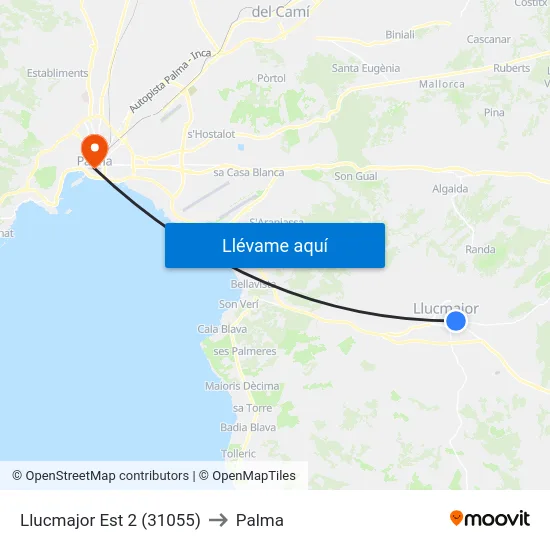 Llucmajor Est 2 (31055) to Palma map