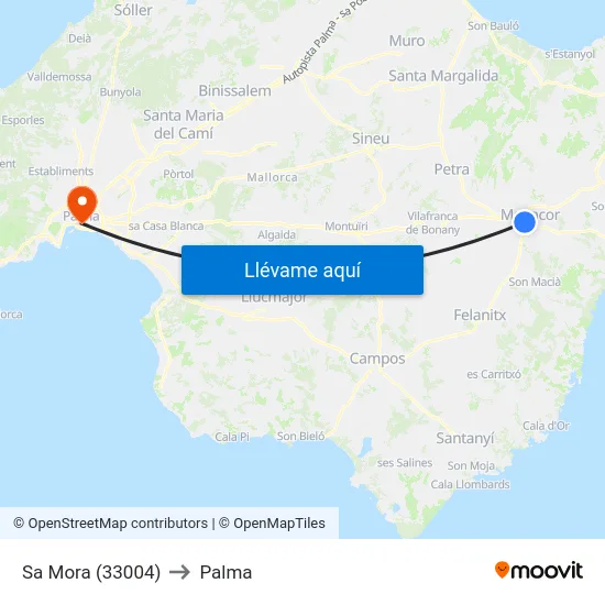 Sa Mora (33004) to Palma map