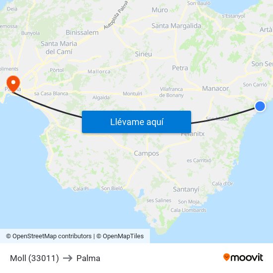 Moll (33011) to Palma map