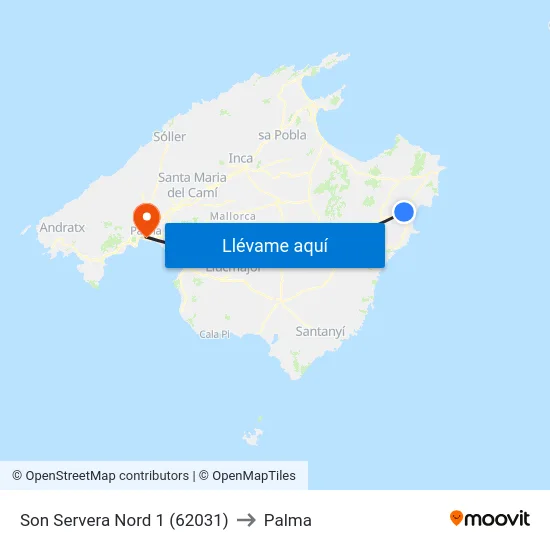 Son Servera Nord 1 (62031) to Palma map