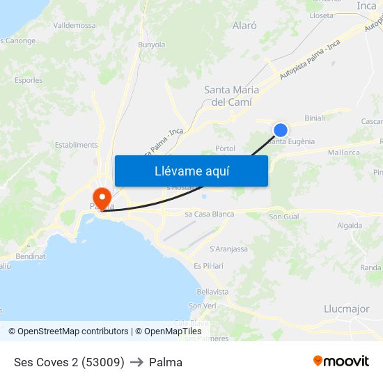 Ses Coves 2 (53009) to Palma map