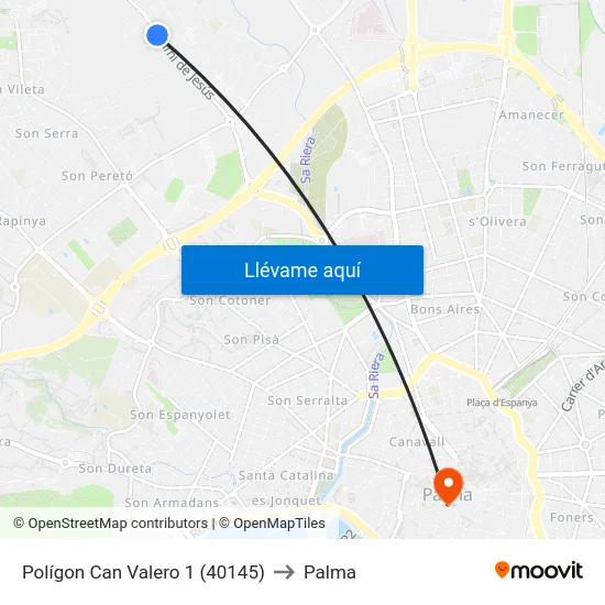 Polígon Can Valero 1 (40145) to Palma map