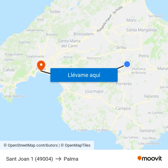 Sant Joan 1 (49004) to Palma map