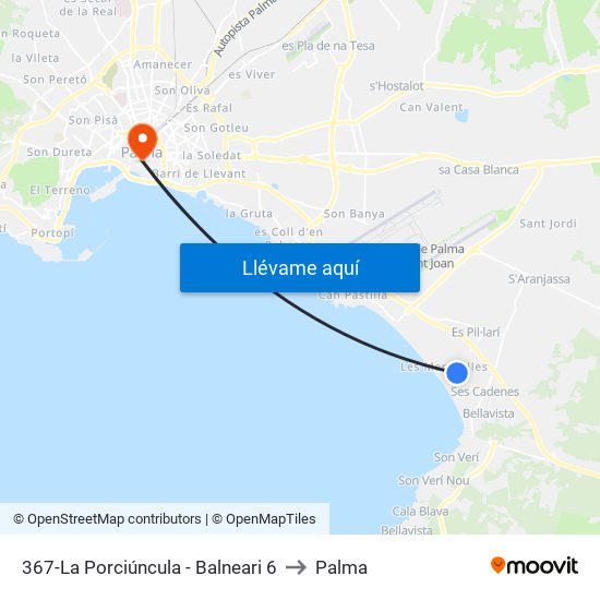 367-La Porciúncula - Balneari 6 to Palma map