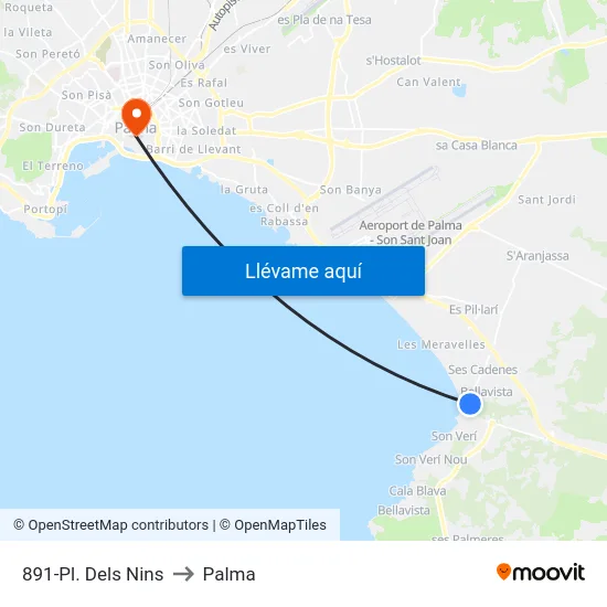 891-Pl. Dels Nins to Palma map