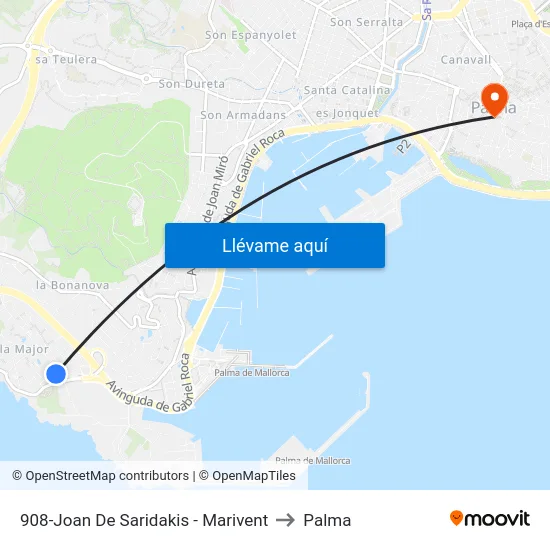 908-Joan De Saridakis - Marivent to Palma map