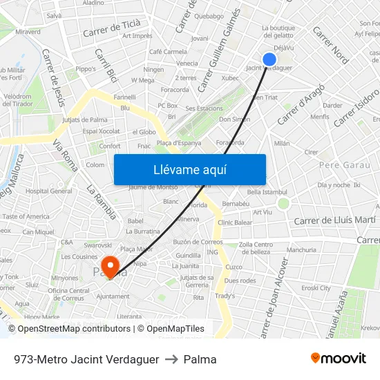 973-Metro Jacint Verdaguer to Palma map