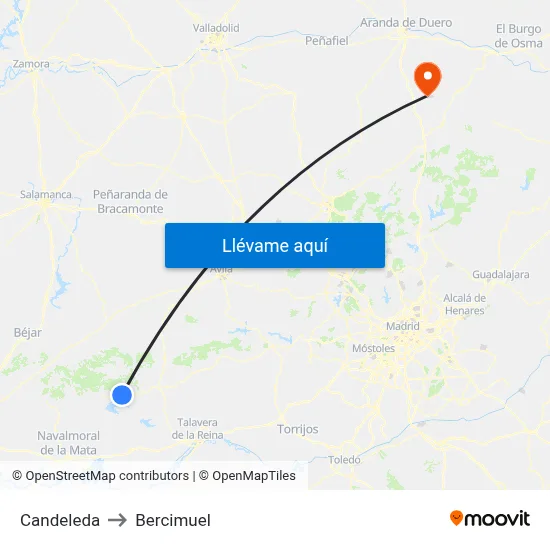 Candeleda to Bercimuel map